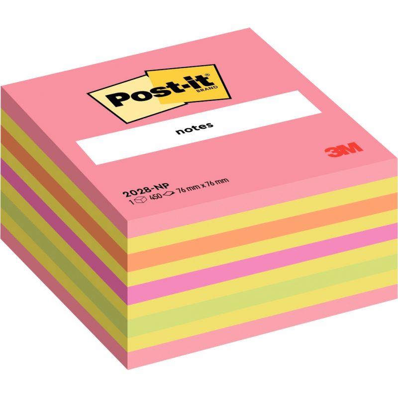 Image de  Cube de 450 feuilles de notes post-it repositionnables 76 x 76 mm coloris néon rose 