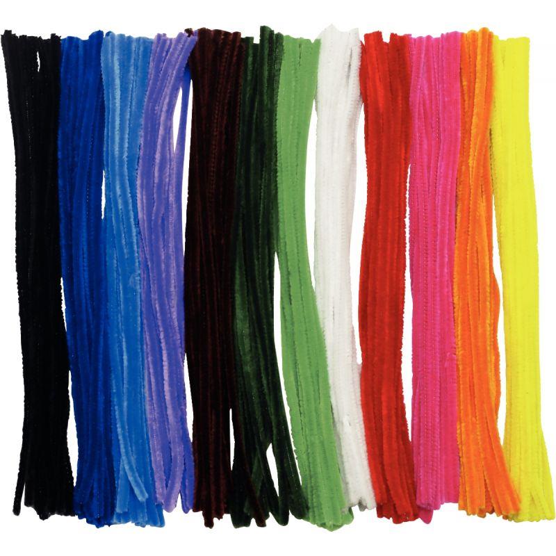 Image de  Sac de 180 chenilles diamètre 6mm longueur 30cm, 12 coloris assortis 