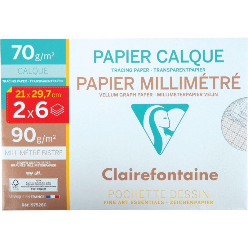 Image de  Pochette de papier calque + papier millimétré format A4 