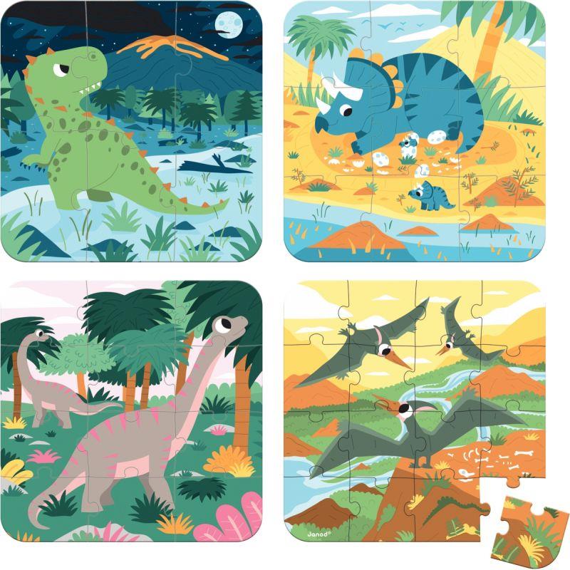 Image de  Boite de 4 puzzles progressifs, les dinosaures 