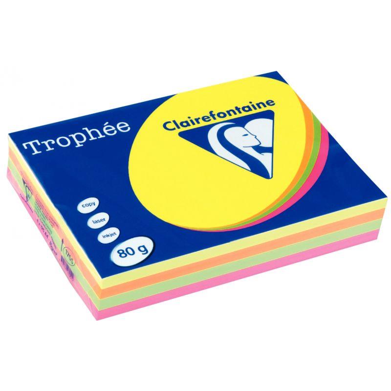 Image de  Ramette de 500 feuilles format A4 80g fluo assortis CLAIREFONTAINE 