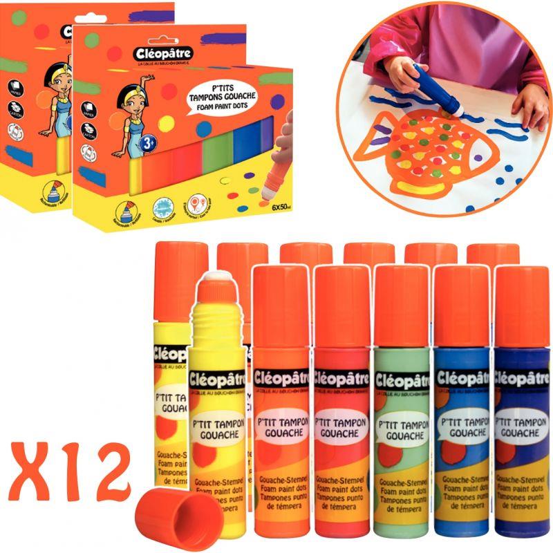 Image de  Lot de 2 boites de 6  tampons gouaches 50ml rechargeable 