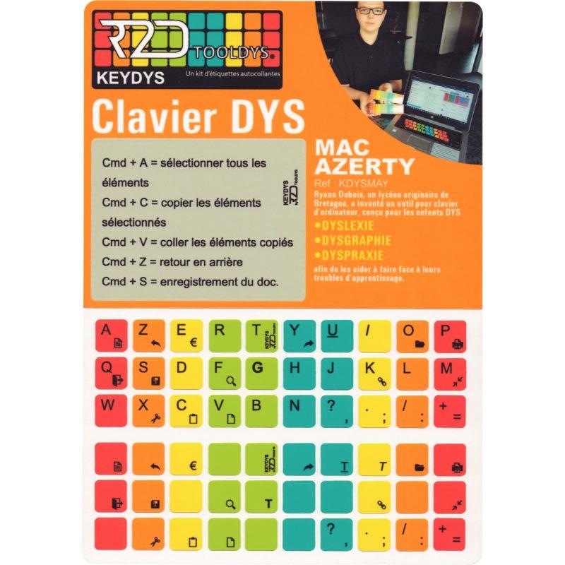 Ref. 56145, Kit d''étiquettes pour clavier AZERTY Mac pour personnes à troubles DYS, marque N.C