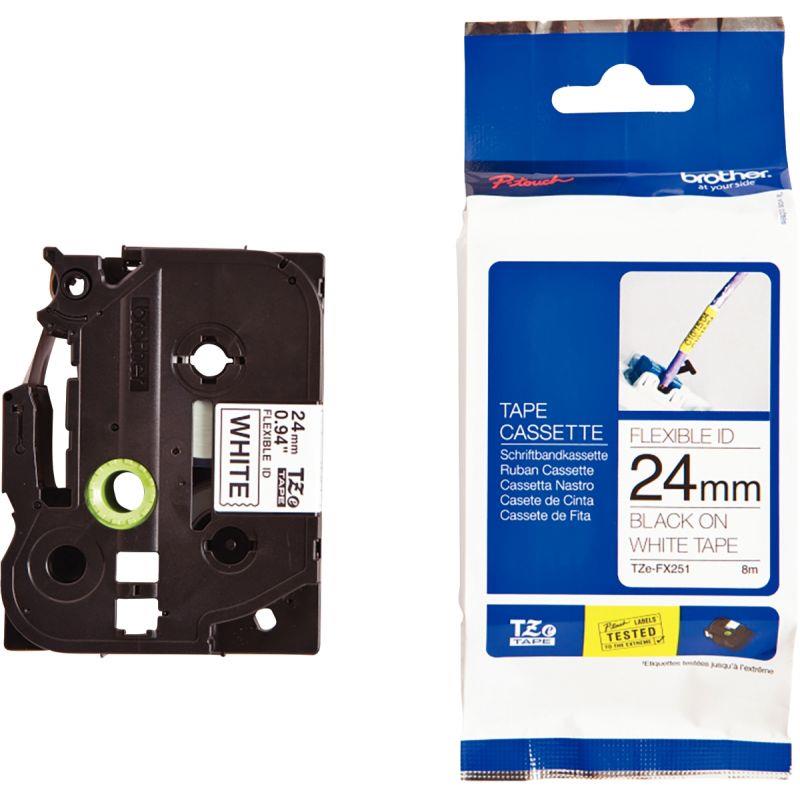 Image de  Recharge Brother TZE noir sur blanc 24 mm 
