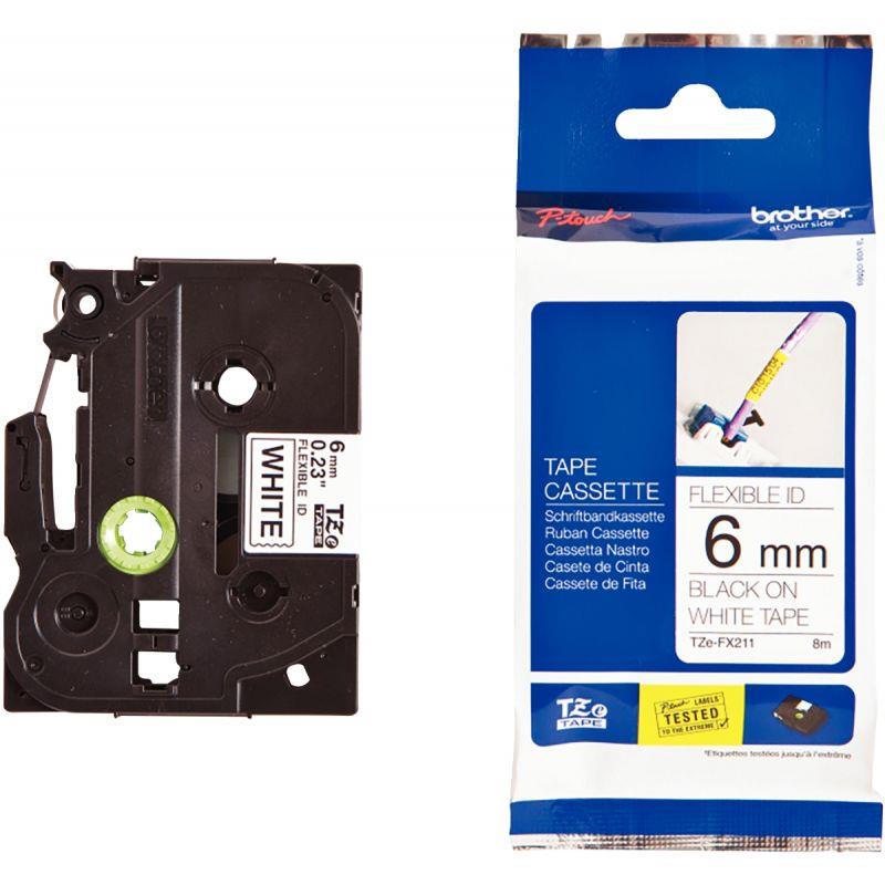 Image de  Recharge Brother TZE noir sur blanc 6 mm 