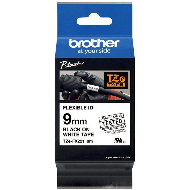 Image de  Recharge Brother noir sur blanc 9 mm de large 