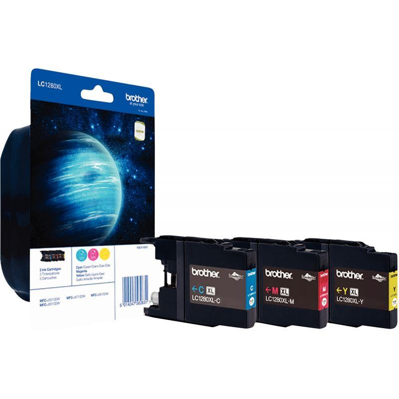 Image de  Brother NEPTUNE lot 3 cartouches encre cyan, magenta, jaune haute capacité authentique LC1280XLRBWBP 