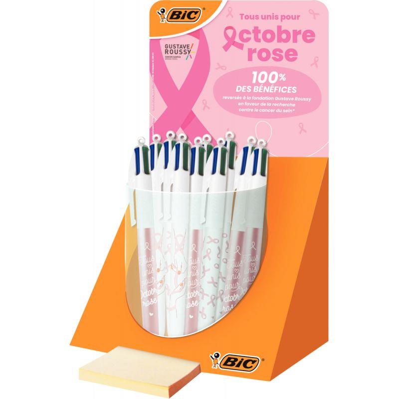 Image de  Tubo de 30 stylos bille 4 couleurs octobre rose 