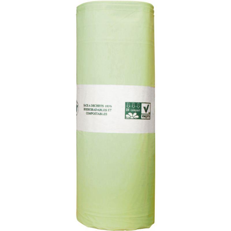 Image de  Carton de 100 sacs compostable 40L vert à liens coulissants 