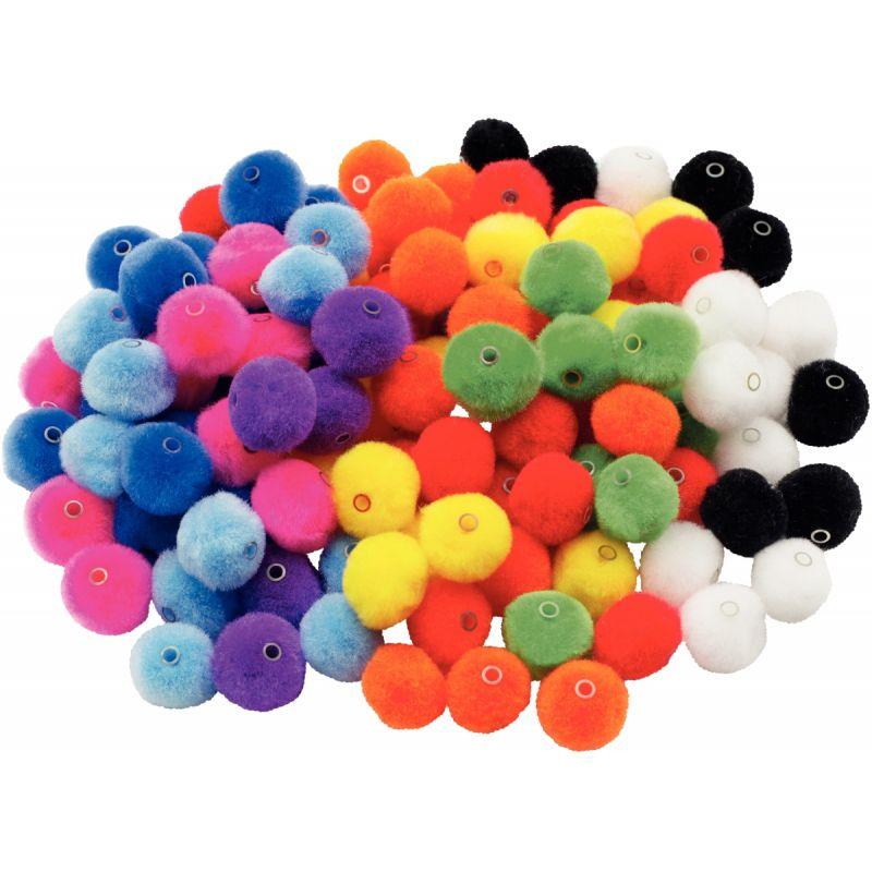 Image de  Sachet de 150 pompons a trou diamètre 20mm, 11 coloris assortis 