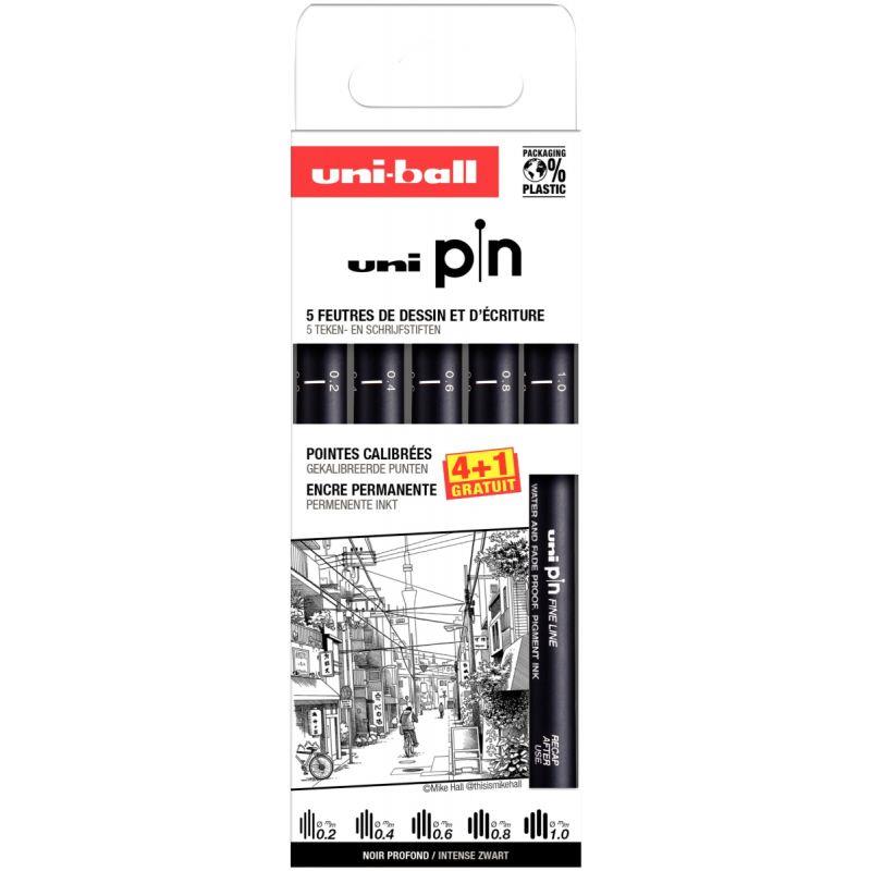 Image de  Pochette 5 feutres pointes paires noir dont 1 gratuit 