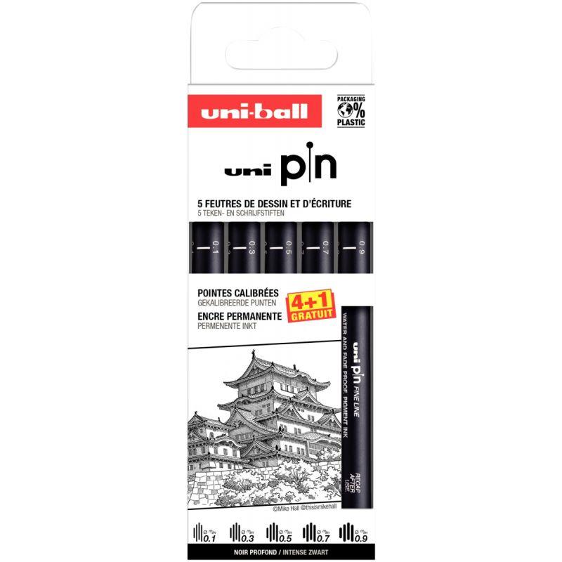Image de  Pochette 5 feutres pointes impaires noir dont 1 gratuit 