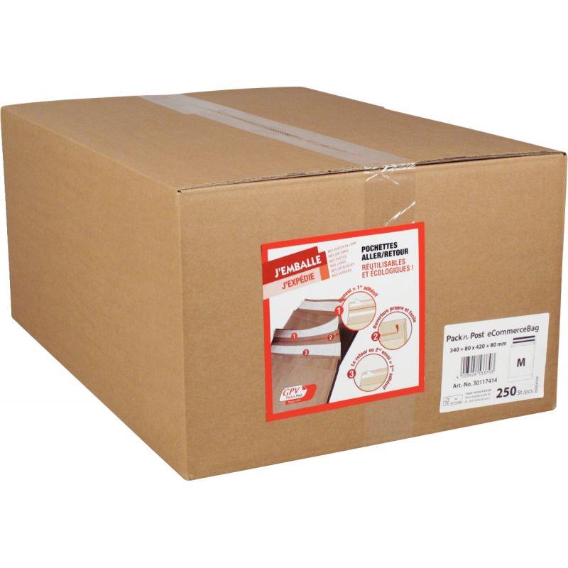 Image de  Carton 250 pochettes aller retour kraft 340 x 420 80BS 