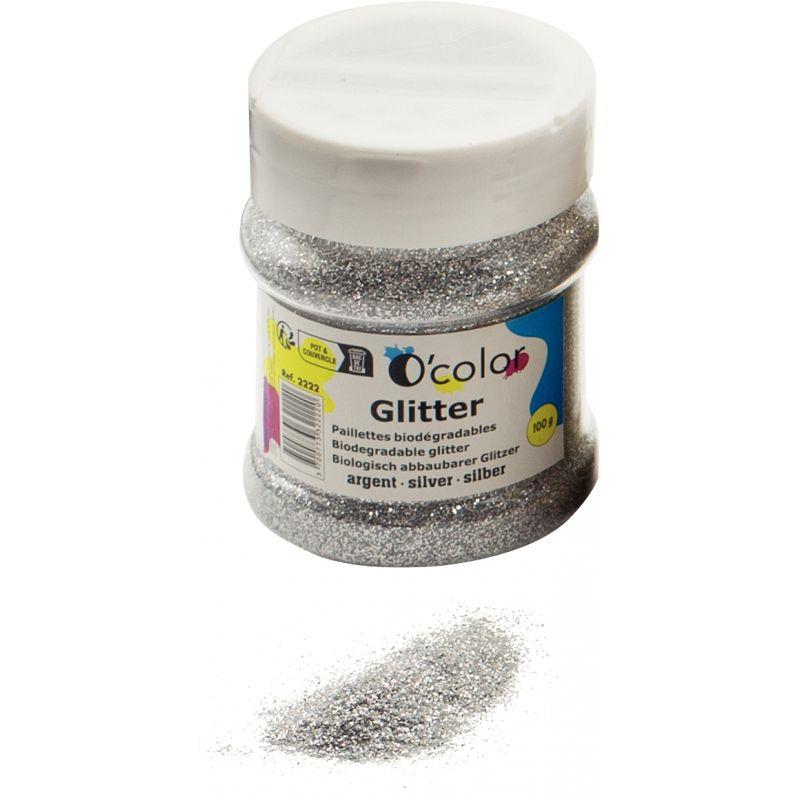 Image de  Shaker de paillettes biodégradables 100grammes coloris argent 