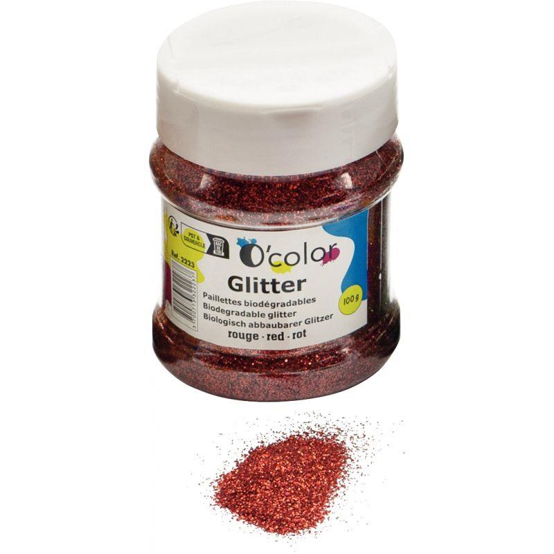 Image de  Shaker de paillettes biodégradables 100grammes coloris rouge 