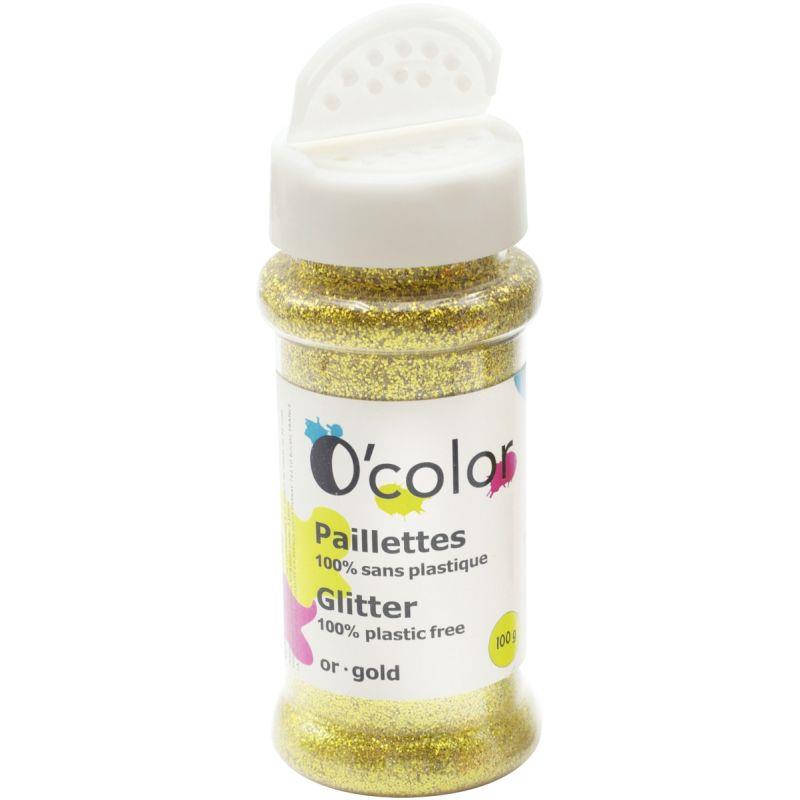 Image de  Pot de 100 grammes de paillettes sans plastique coloris or 