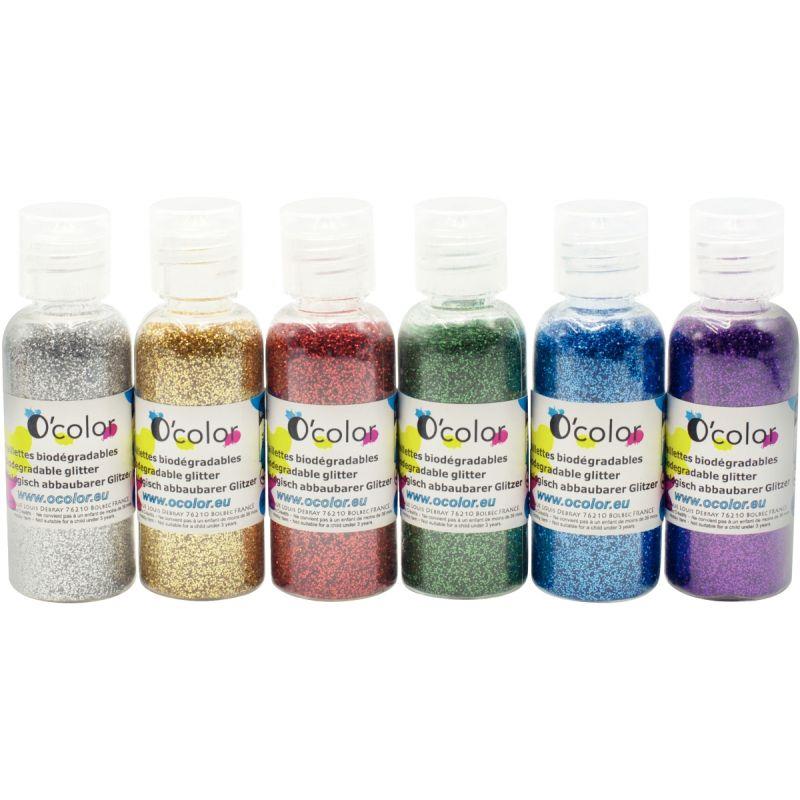 Image de  Shaker de paillettes biodégradables 6x22grammes coloris assortis 