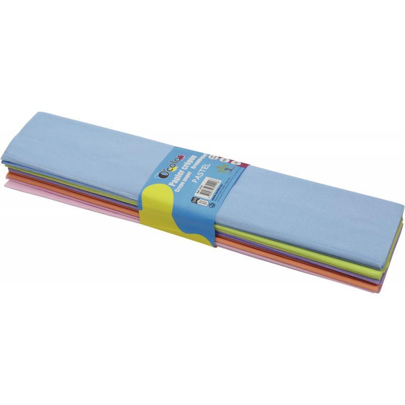 Image de  Paquet de 10 feuilles crépon ordinaires 200x50cm coloris pastels assortis 