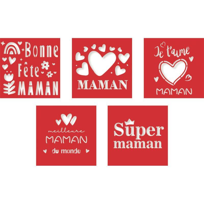 Image de  Lot de 5 pochoirs MAMAN 