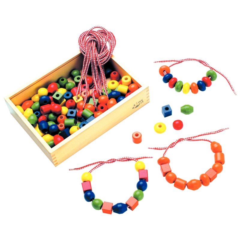 Image de  Boite de 130 grosses perles en bois coloris assortis 