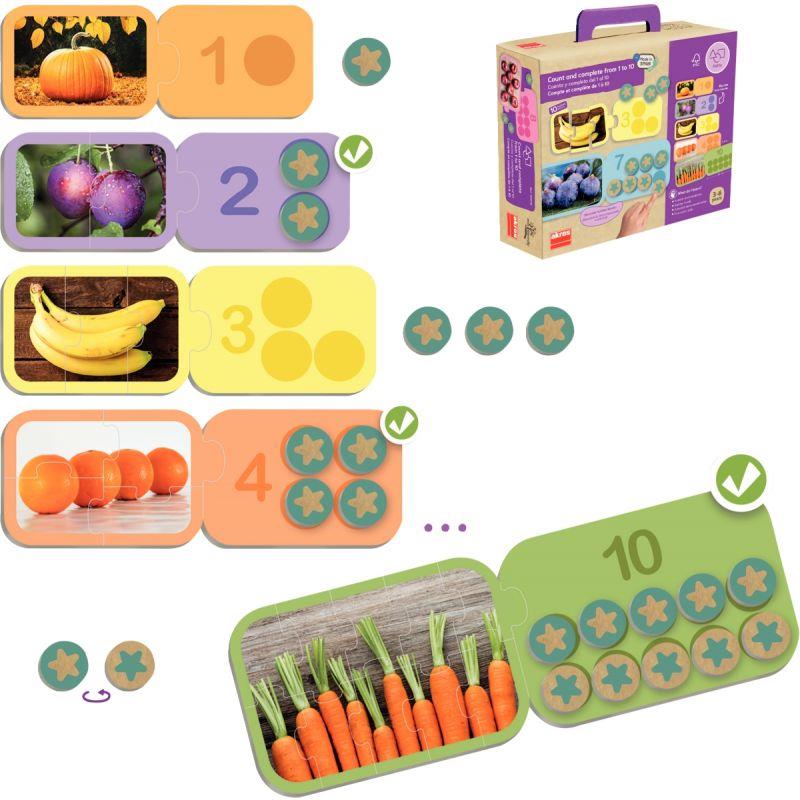 Image de  Boite de 10 puzzles progressifs, apprendre à compter de 1 à 10 