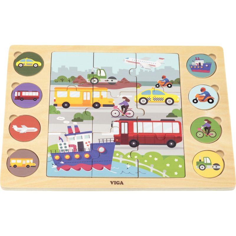 Image de  Puzzle en bois cherche et trouve, les transports 