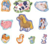 Image de  Boite de 10 puzzles contour, les animaux de la ferme 