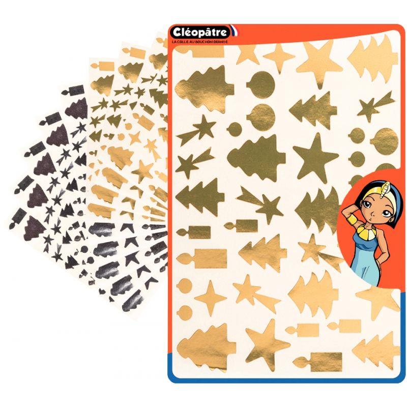 Image de  Pochette de 440 gommettes adhésives métallisées modèle fête, coloris or et argent 