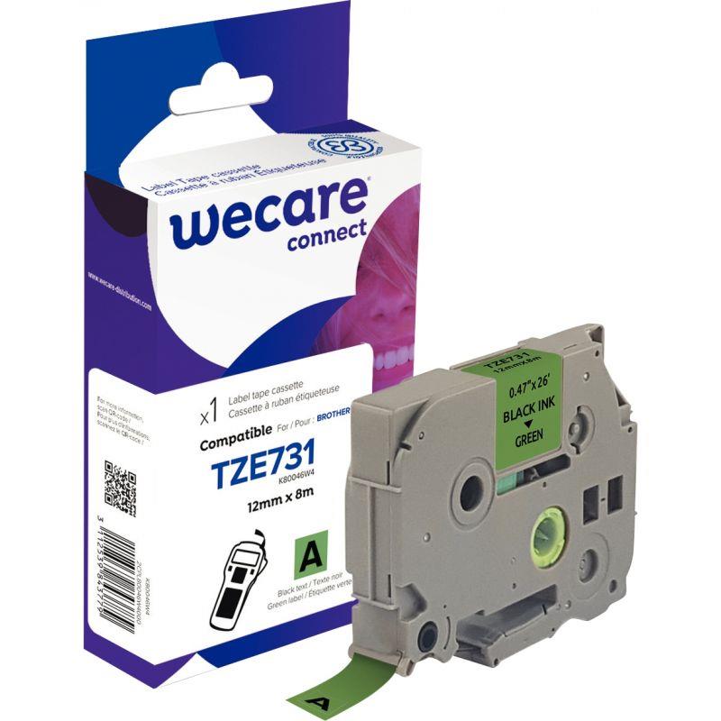 Image de  Ruban TZE 731 noir sur vert 12 mm x 8 m compatible 