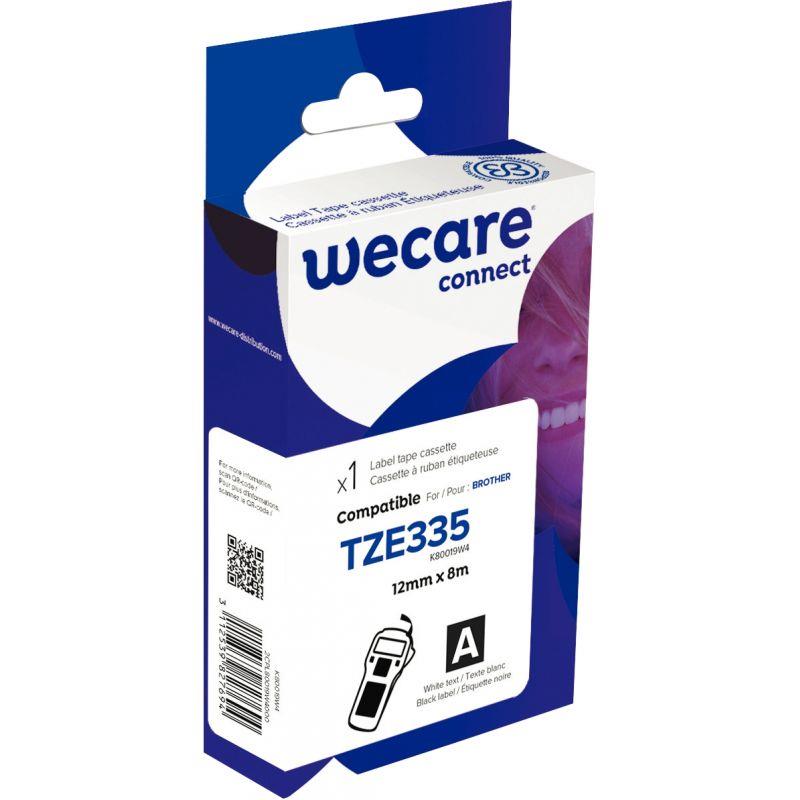 Image de  Ruban TZE 335 blanc sur noir 12 mm x 8 m compatible 