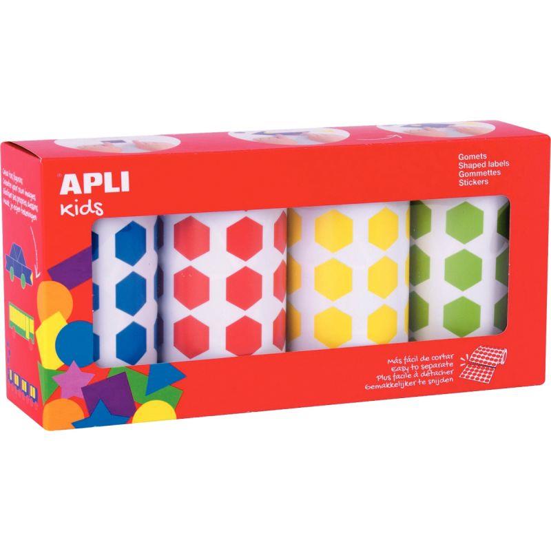 Image de  Pack de 4 rouleaux de 7080 gommettes hexagonales assorties 