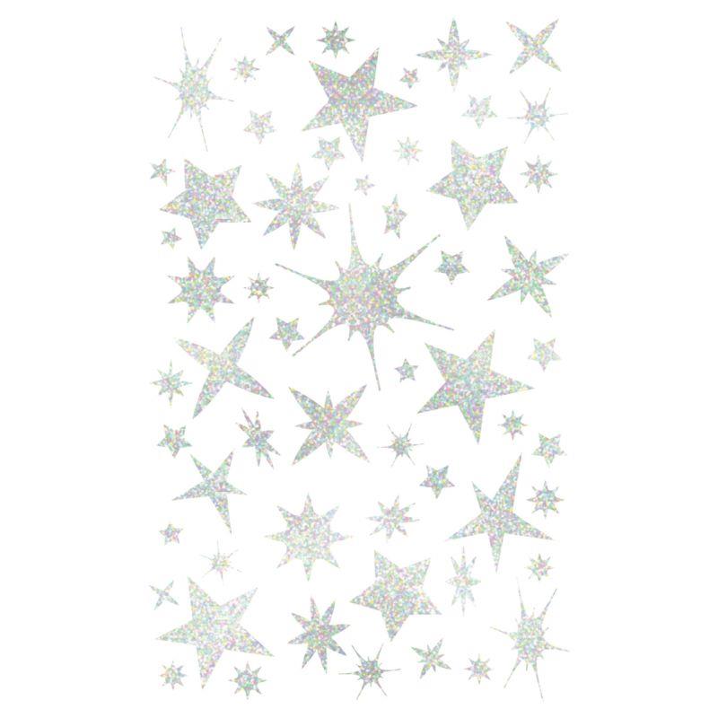Image de  Blister de 1020 gommettes étoiles holographiques argent 