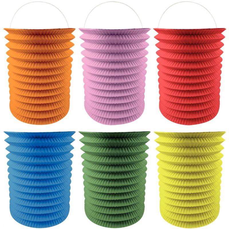 Image de  Lot de 12 lampions cylindriques diamètre 13 cm coloris assortis 