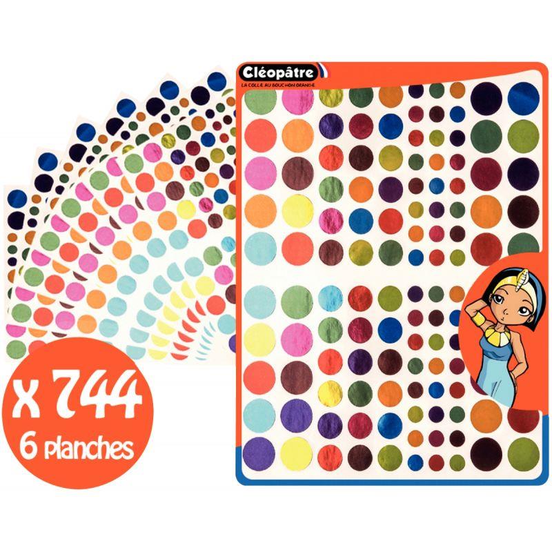 Image de  Pochette de 744 gommettes rondes métallisées assorties 