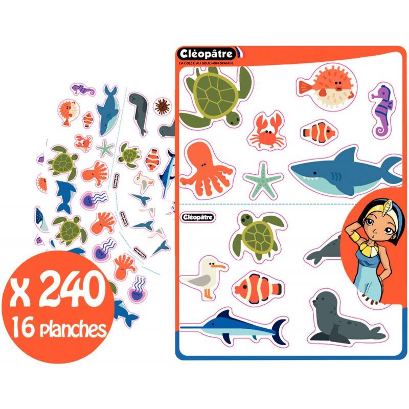 Image de  Pochette de 240 gommettes animaux marins 