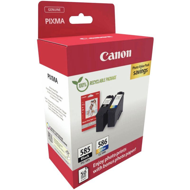 Image de  Canon 585 / 586 pack de 2 cartouches jet d''encre noire & couleurs authentique (PG585BL / CL586CMJ) 