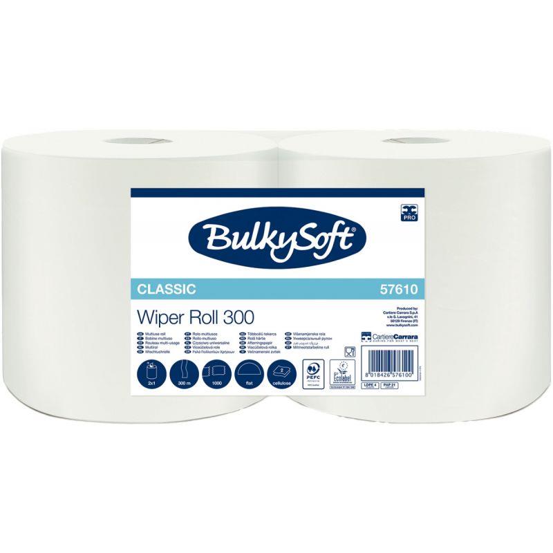 Image de  Lot de 2 bobines d''essuyage industriel 1000 feuilles blanches 