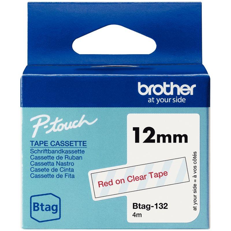 Image de  Recharge Brother BTAG rouge sur transparent 12 mm 
