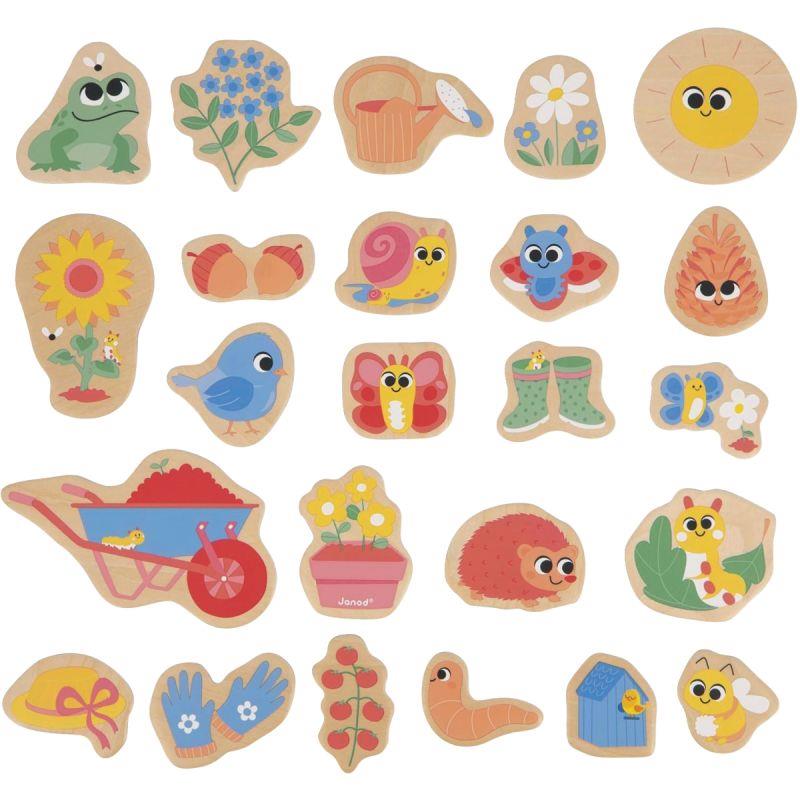 Ref. 57567, Boite de 24 magnets en bois, le jardin, marque N.C