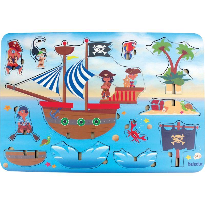 Ref. 57578, Encastrement 3D en bois, les pirates, marque BELEDUC