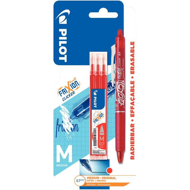 Image de  Blister de 1 stylo frixion clicker rouge + 3 recharges 