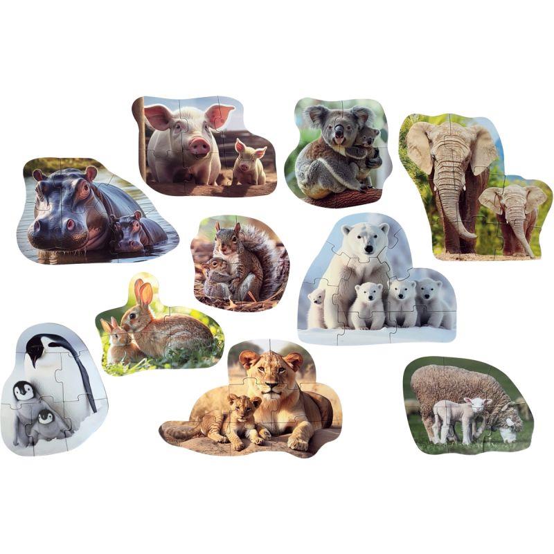Ref. 57726, Lot de 10 maxi puzzles progressifs, les animaux et leurs bébés, marque N.C