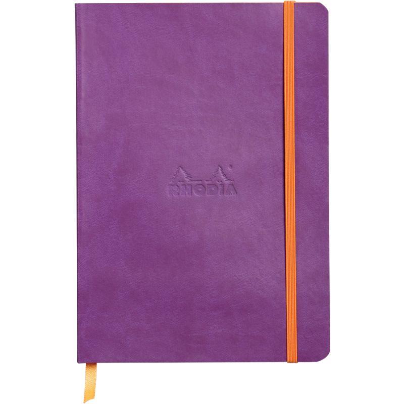 Image de  Carnet 160 pages RHODIARAMA format A5, 5x5, couverture souple en simili cuir, violet 