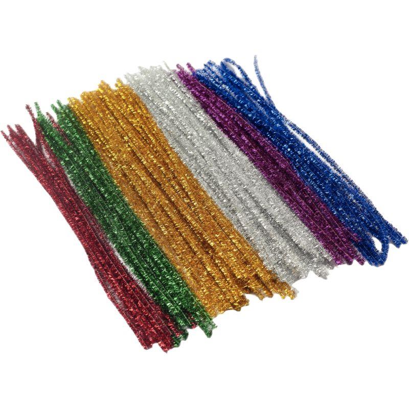 Image de  Sac de 100 chenilles diamètre 6mm longueur 30 cm métal assorti 