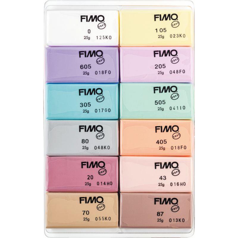 Image de  Lot de 12 blocs fimo soft 25g pastel 
