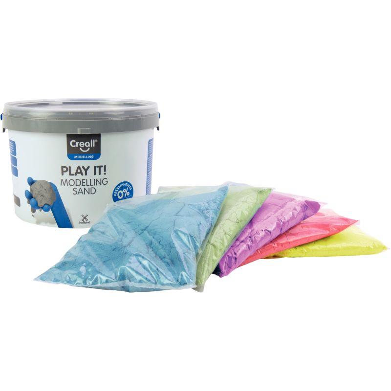 Image de  Seau de 2500 g sable magique 5 couleurs assortis 