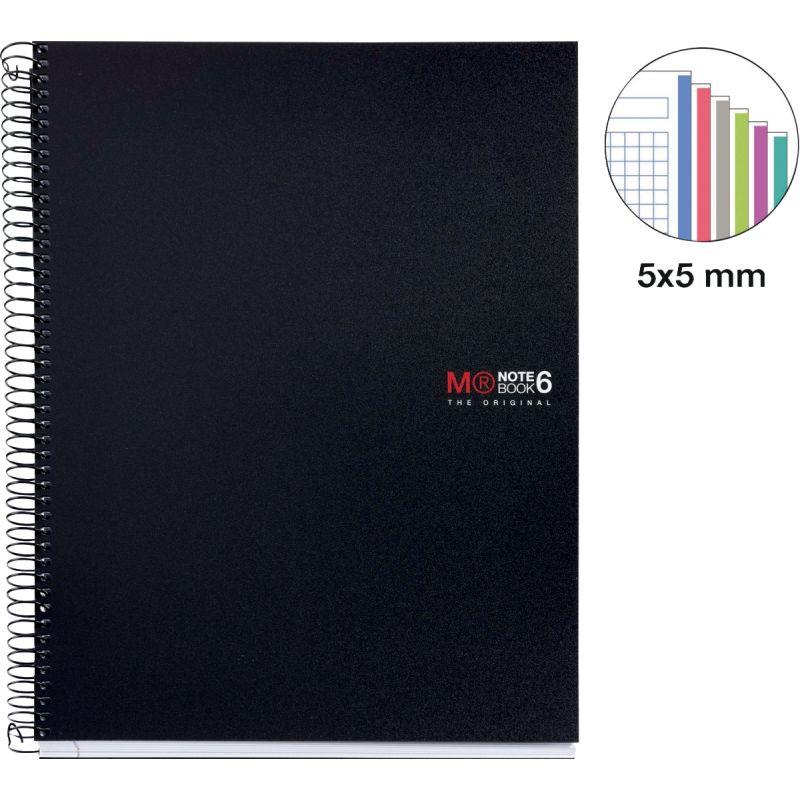 Image de  NOTEBOOK MIQUELRIUS format A5, 150 feuilles 70g, quadrillé 5x5, couverture PP noir 