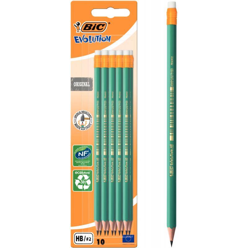 Image de  Blister de 10 crayons graphite HB Évolution HB gomme 