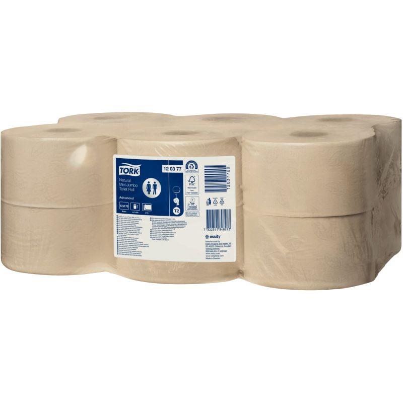 Image de  Lot de 12 rouleaux papier hygiénique JUMBO T2 2 plis naturel 