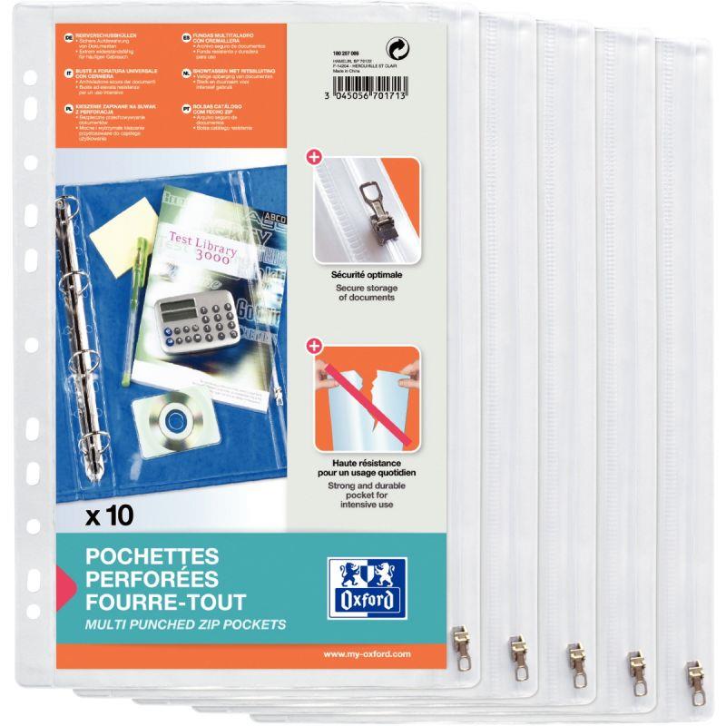 Image de  Sachet de 10 pochettes perforées fourre-tout 